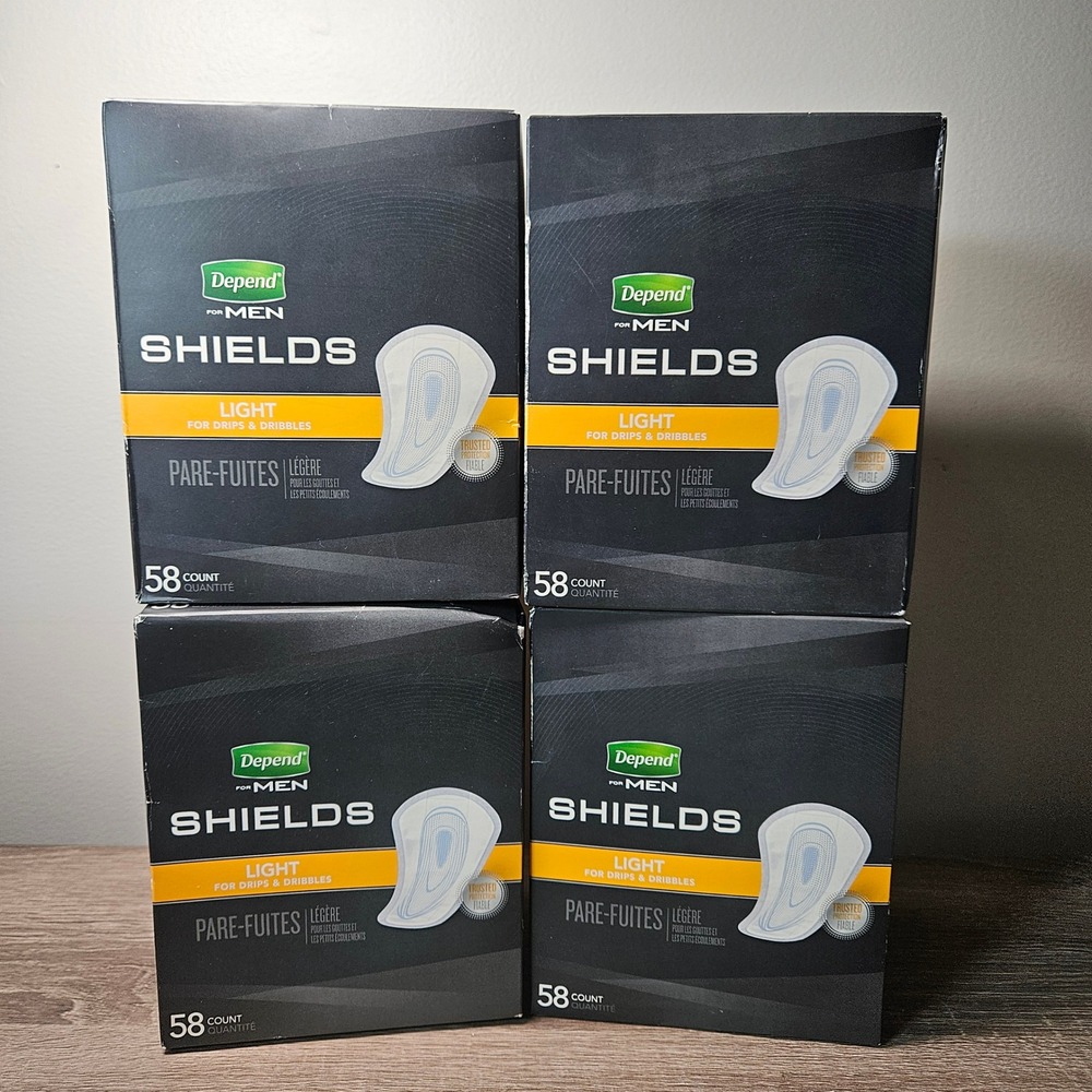 Depend for Men Shields Light Absorbency Incontinence Pads 58ct 4pk 232 Total